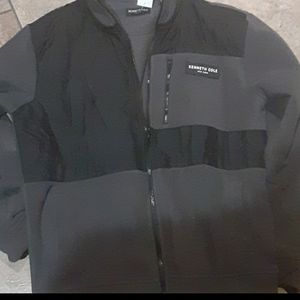 Kenneth Cole jacket large size grey and black fleece with zipper